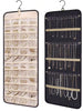 Large Capacity Jewelry Organizer Hanging Bag - Double-Sided Wall-Mounted Closet Storage With Hooks For Earrings/Necklaces/Rings | Dustproof Premium Polyester Door Organizer (Black Valentine's Gift Idea)